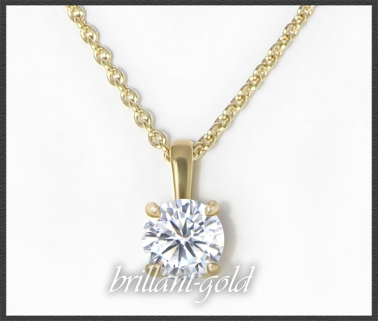 Diamant Collier mit 0,96ct Solitär Brillant, 585 Gold